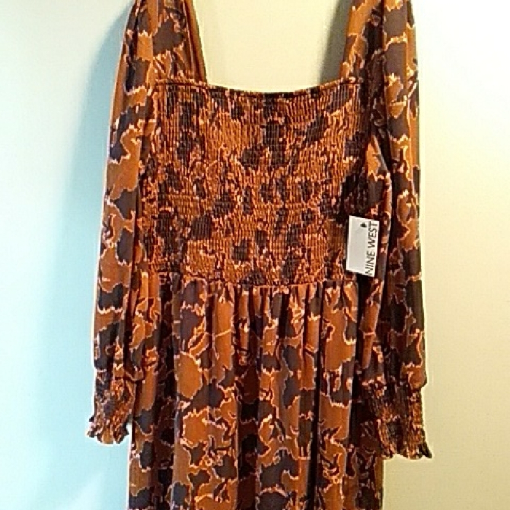 Nine West Dress Black and Brown Patterned